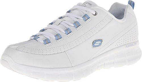 SKECHERS Women's Synergy - Elite Status White/Blue Sneaker 7.5 C - Wide