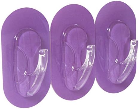 Large Hangers for Clothes, Coat, Towel, Purse, key - Advanced Adhesive Formula, 100% Adhere on Tile, Granite, Concrete Wall, Wood Panel... Removable, No Drilling, No Residue,SET OF 3(Light Purple)