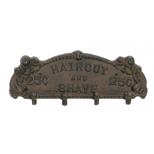 Antique Style Iron Barber Haircut and Shave Coat Rack