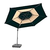 UPC 817768010550 product image for ATLeisure Offset 2-Tone Umbrella with Base, 10-Feet, Hunter Green and Tan | upcitemdb.com