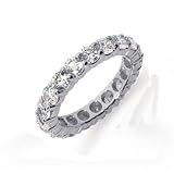 14k White Gold Round Diamond Ladies Eternity Wedding Anniversary Stackable Ring Band (2.01 cttw, H-I Color, SI3-I2 Clarity)