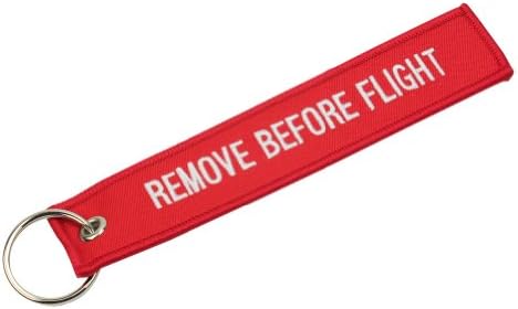 Remove Before Flight Embroidered Canvas Keychain Luggage Tag Zipper Pull Woven
