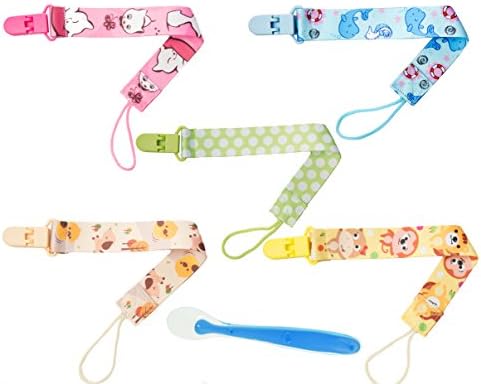 Pacifier Clip by Little Lamby (5 Pack) - High Quality, Damage Free Leash Type For Easy Use, Washable Non-Toxic, Strong Clasp, Universal Fit, Keep Your Child Safe Today!