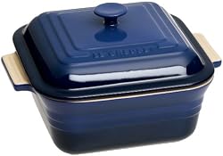 Le Creuset Stoneware 3-Quart 9-Inch Covered Square Casserole, Cobalt