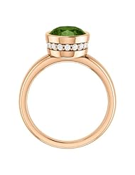 10K Rose Gold 10.00x8.00mm Oval Cut Green Tourmaline and Diamond Ring -- LIFETIME WARRANTY