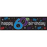 Amscan Printed The No. 60 Eye-Catching Giant Banner, Black/Purple/Teal, 65" x 20"