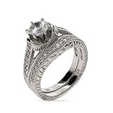 Eve's Addiction Beautiful Sterling Silver Vintage CZ Wedding Set