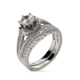 Beautiful Sterling Silver Vintage CZ Wedding Set Size 5 (Sizes 5 6 7 8 9 Available): Eve's Addiction: Jewelry