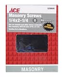 ACE DRYWALL SCREWS 19095ACE SLOTTED HEX HEAD MASONRY SCREWS 1/4x2.25