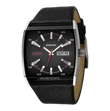 DIESEL MEN'S ANALOG BLACK LEATHER WATCH DZ1253.