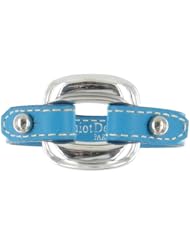 Les Poulettes Jewels - Sterling Silver Bracelet - With Blue Leather and Square Knot Design
