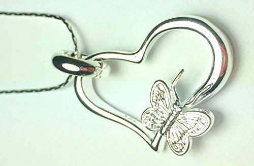 K Boutique Butterfly Heart Necklace Sterling Silver - Birthday,Sweet 16,Graduation Gift