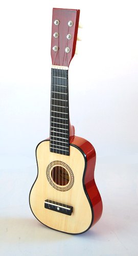 Kindergitarre aus Holz in Rot / Natur 50 cm für ca. 2 - 3 Jahre
