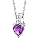 Cherished Forever: Sterling Silver Rhodium Finish 1.50 carats Heart Shape Amethyst Pendant with 18 inch Silver Necklace image 2