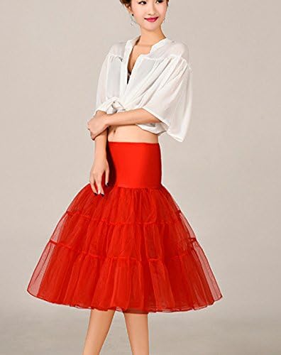 GKD Women's 50s Vintage Rockabilly Tutu Petticoat Underskirt (XXL, Red)