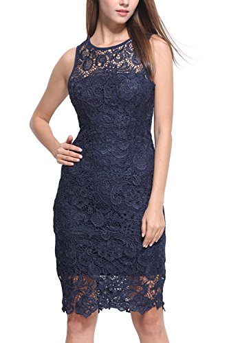 Nemidor Women's Floral Pattern Elegant Sheath Cocktail Lace Dress