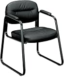 Basyx VL653ST11 VL653 Guest Side Chair, Black Leather/Black Frame