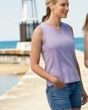 LAT Womens Ringspun V-Neck Sleeveless T-Shirt. 3584