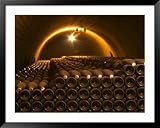 Champagne Bottles in Vaulted Cellar, Champagne Deutz, Ay, Vallee De La Marne, Ardennes, France Cuisine Framed Art Poster Print by Per Karlsson, 49x39
