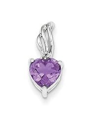14k White Gold Diamond And Amethyst Heart Pendant