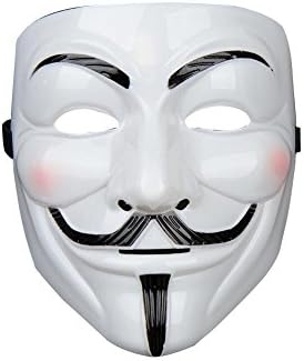 Rellecona V for Vendetta Mask Guy Fawkes Anonymous fancy Cosplay costume (WHITE)