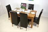 5ft Oxford Solid Oak dining room Extension table with 6 Dark Chocolate brown Zen chairs furniture set