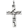 14K White Gold Nail Design Cross Pendant
