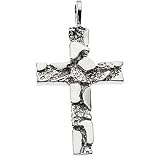 14K White Gold Nail Design Cross Pendant