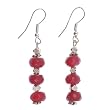 Handmade Red Carnelian Dangle Earrings With Faceted Silver Beads