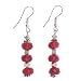 EXP Handmade Red Carnelian Dangle Earrings With Faceted Silver Beads