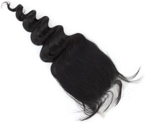 ALI HOT Hair 4x4inch Bleached Knots Closure 14inch Brazilian Loose Wave Human Virgin Hair Swiss Lace Top Closure by ALI HOT