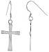 Sterling Silver Cross Hook Earrings, 13/16 (21mm) tall