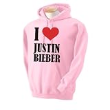 I Love Justin Bieber Hoody Hoodie Hooded Sweatshirt All Kids & Adults Sizes In Light Pink