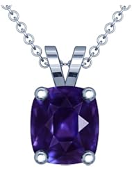 Platinum Cushion Cut Purple Sapphire Solitaire Pendant