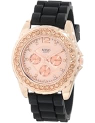 XOXO Womens XO8045 Rhinestone Accent Black Silicone Strap Watch