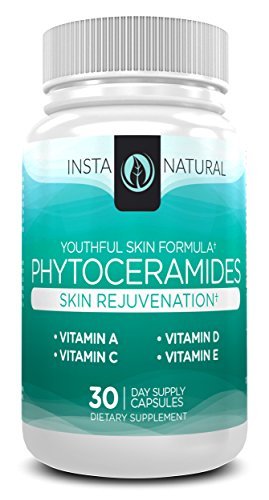 Phytoceramides - 350 MG Capsules For Healthy Skin - Best Plant-Derived Anti Aging Supplement - Wheat-Based Formula with Vitamin A, C, D & E - Premium Hydration & Softness - InstaNatural - 30 Capsules
