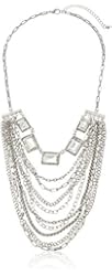 Crystal-Cluster Layered Silver-Tone Chain Statement Necklace, 18" + 3" Extender
