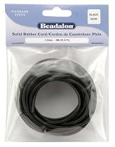 Beadalon Solid Rubber Cord 3.0mm Black, 25-Meter