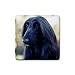 Afghan Hound Black Rubber Square Coaster (4 pack)
