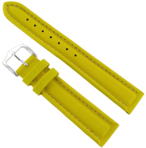 18mm Hirsch Pro Sport Raised Relief High Quality Genuine Leather Yellow Water Resistant Watch Band