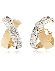 14K Gold Italian Cubic-Zirconia Criss-Cross Earrings