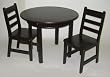 Child's Round Espresso Brown Table Set with 2 Chairs