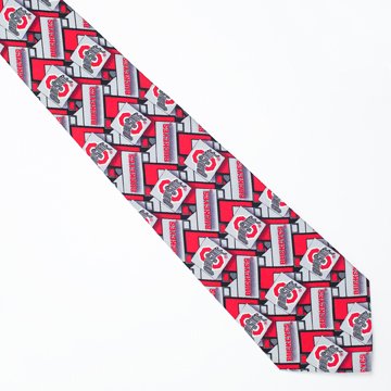 Ohio State Block Pattern Silk Neck Tie