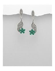 Flower Marcasite Earrings In 92.5 Sterling Silver