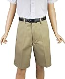 Mens Flat Front Shorts w/ Adjustable Waist + Hook and Eye Closure (28-44) by Universal School Uniforms
