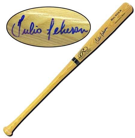 Rawlings Blonde Big Stick Bat signed by Atlanta Braves Julio Teheran - Autographed MLB Bats