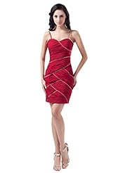 Above the Knee Spaghetti Strap Charmeuse Sheath Party Dress 