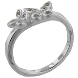Sterling Silver Round Cut Cz Butterfly Duo Ring
