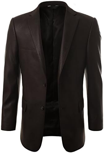 IDARBI Mens Modern Fit Leather Look Sport Coat Blazer Suit Jacket CHARCOAL BLACK