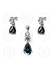 Sterling Silver -Mystic Topaz Stone Earrings Pendant Set (PS-1018)